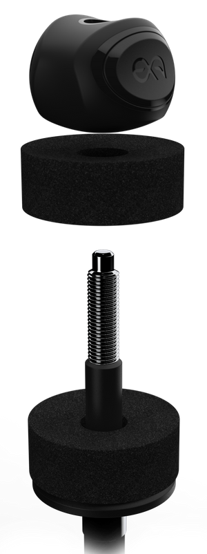How to use a Cymlok?  3D view of cymlok (QCN-8) quick-set cymbal nut replacement for standard cymbal wing nuts for drums.