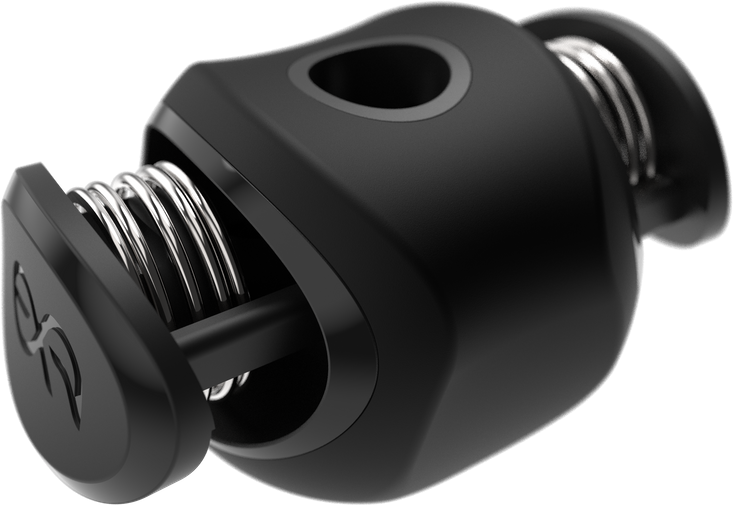 3D view of the locking mechanism of cymlok (QCN-8) quick-set cymbal nut replacement for standard cymbal wing nuts for drums.